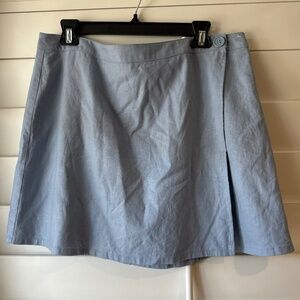OPEN EDIT Nordstrom NEW Linen Blend Blue Wrap Mini Skirt XL